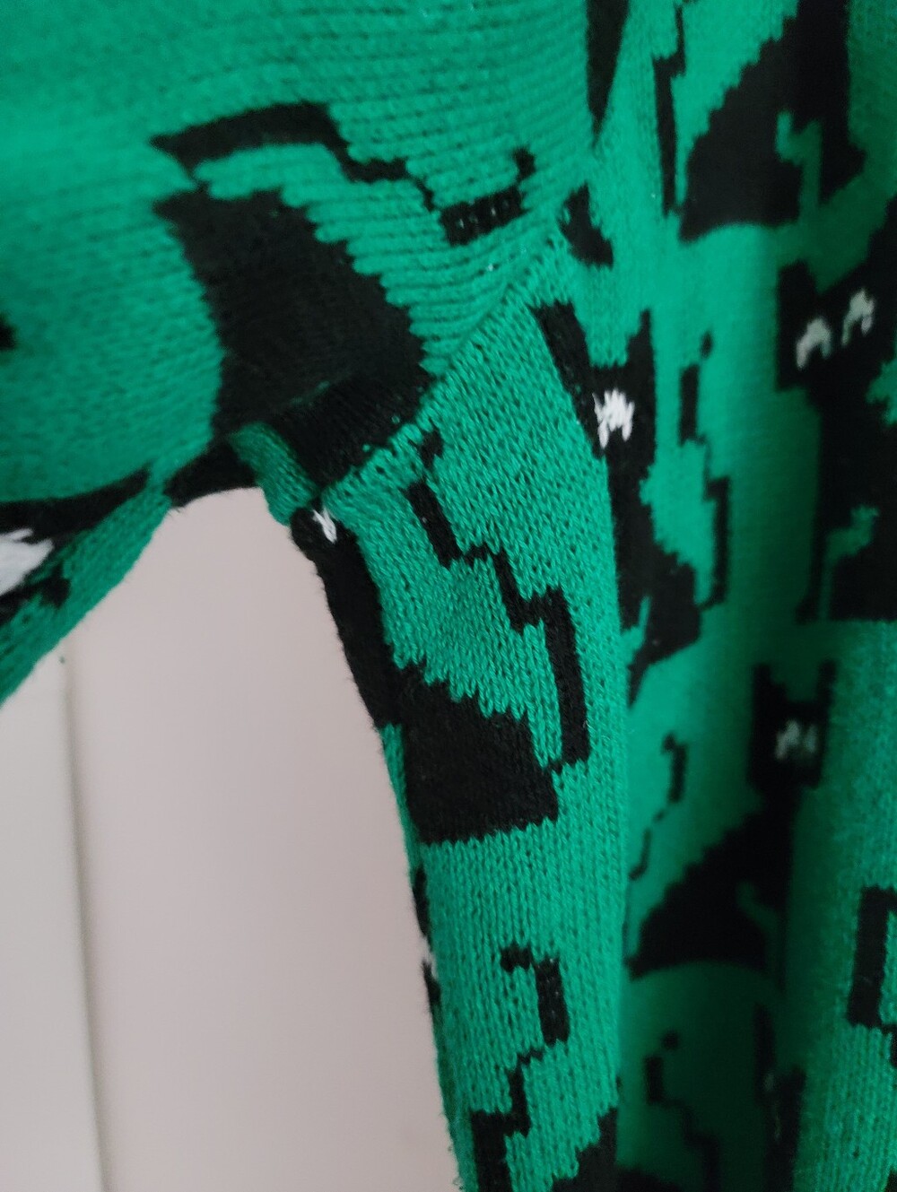 Modcloth 2X Green Cat Jade Dream Notes Of Nostalgia Crewneck Pullover Sweater - Picture 5 of 7